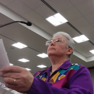 Vicki Simons speaking before Aiken County Council (Aiken County, SC) during a Public Hearing on a Fee In Lieu Of Tax Agreement on June 6, 2023.